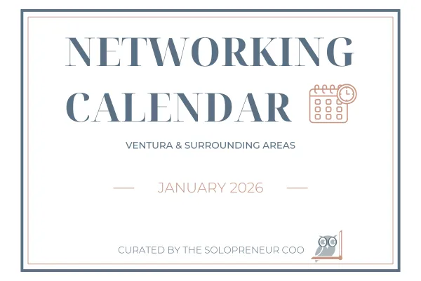 January 2026 Ventura networking calendar thumbnail featuring a clean, branded design for local business networking events curated by The Solopreneur COO.