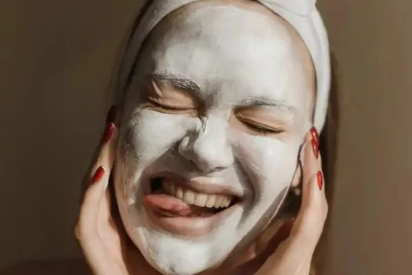 A woman wearing a beauty face mask