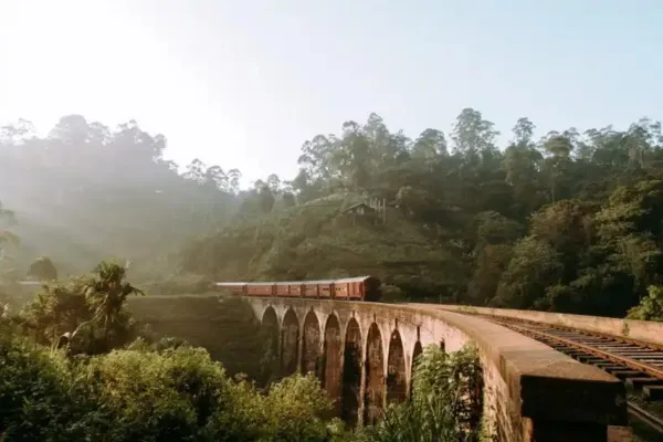 A train crossing a bridge in Sri Lanka