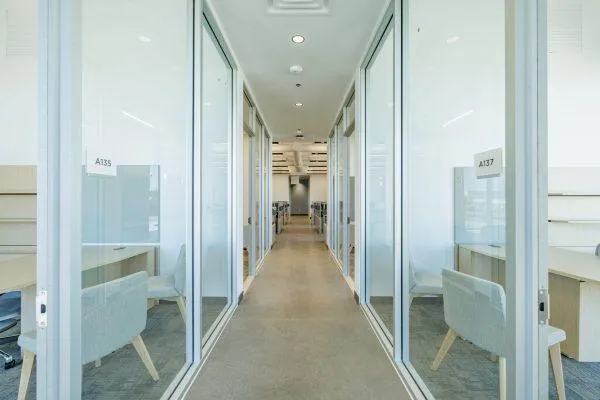 Bright, peaceful office hallway professionally cleaned by A3D Services — showcasing holistic, detailed commercial care in Arizona