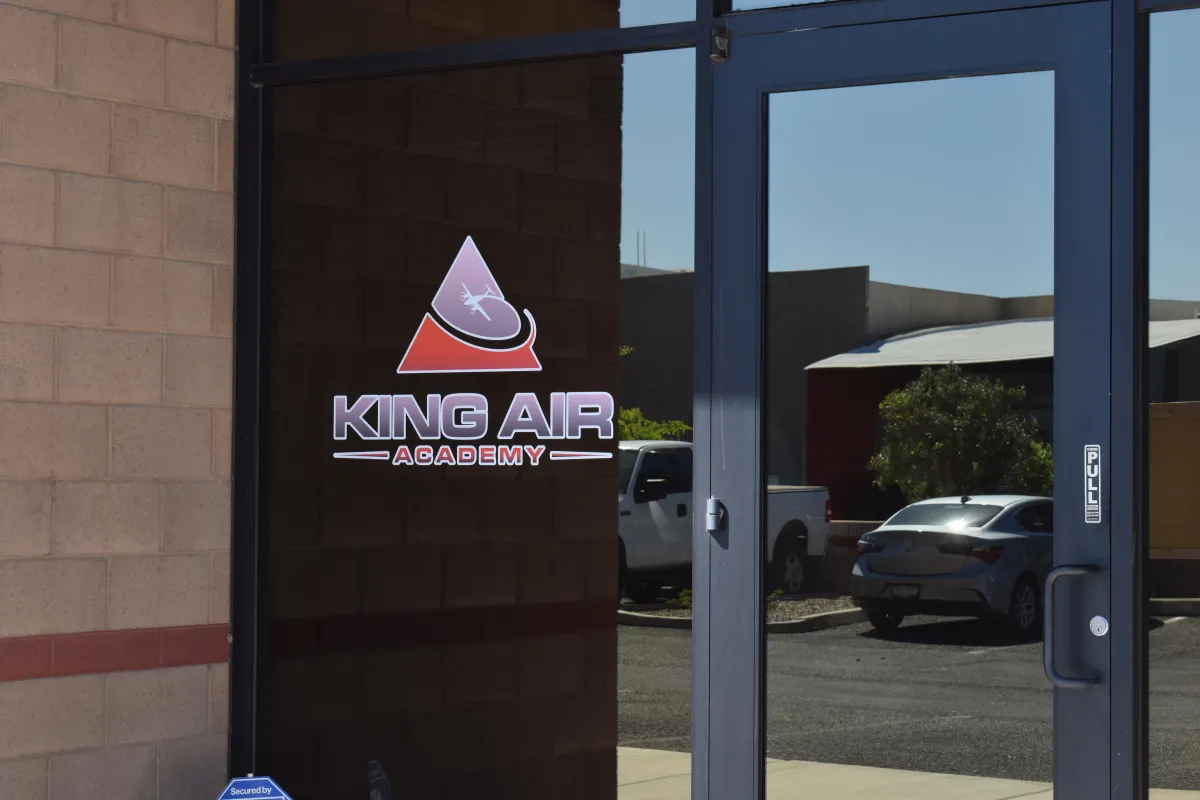 King Air Academy door and logo — representing one of A3D Services’ long-term commercial cleaning partnerships in Arizona.