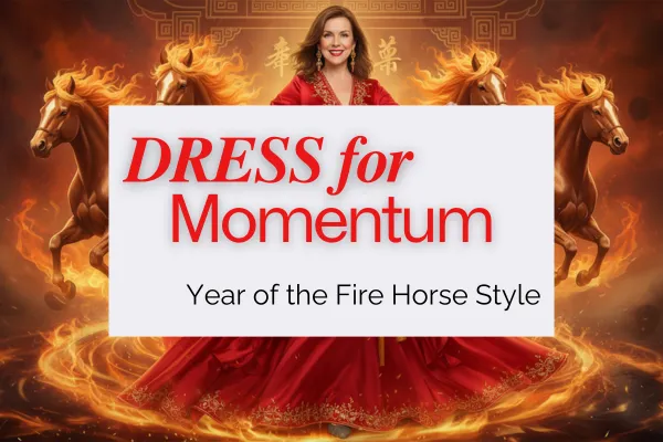 woman in red and horses