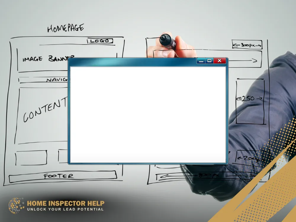 Illustration of a website pop-up and exit pop helping home inspectors capture leads
