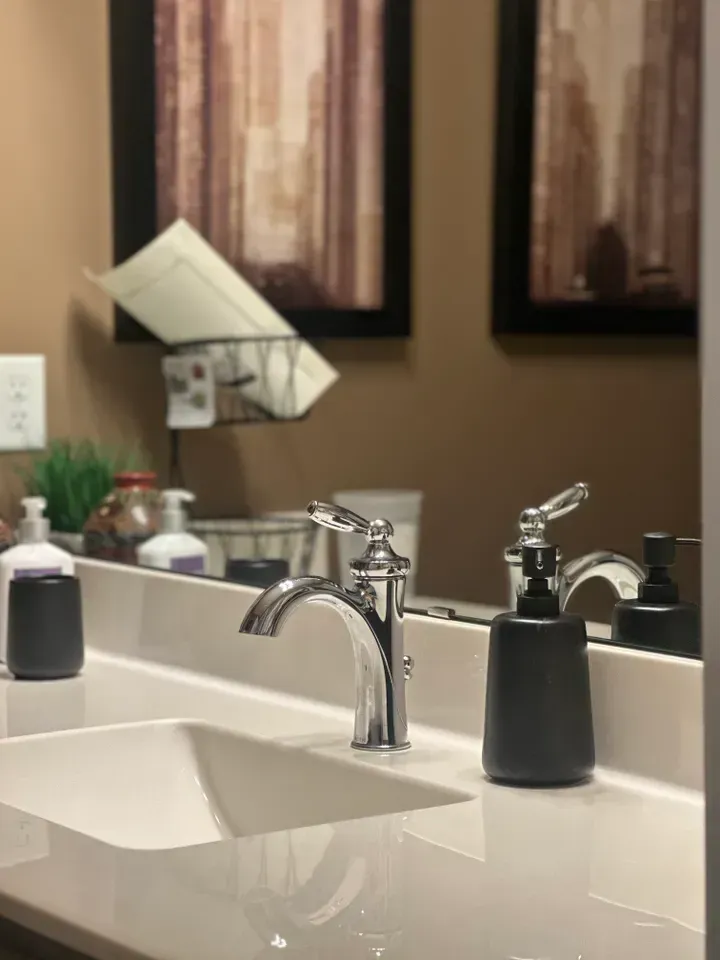 sparkly kitchen sink after getting detailed cleaning