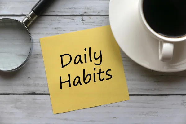 coffee with note that says daily habits