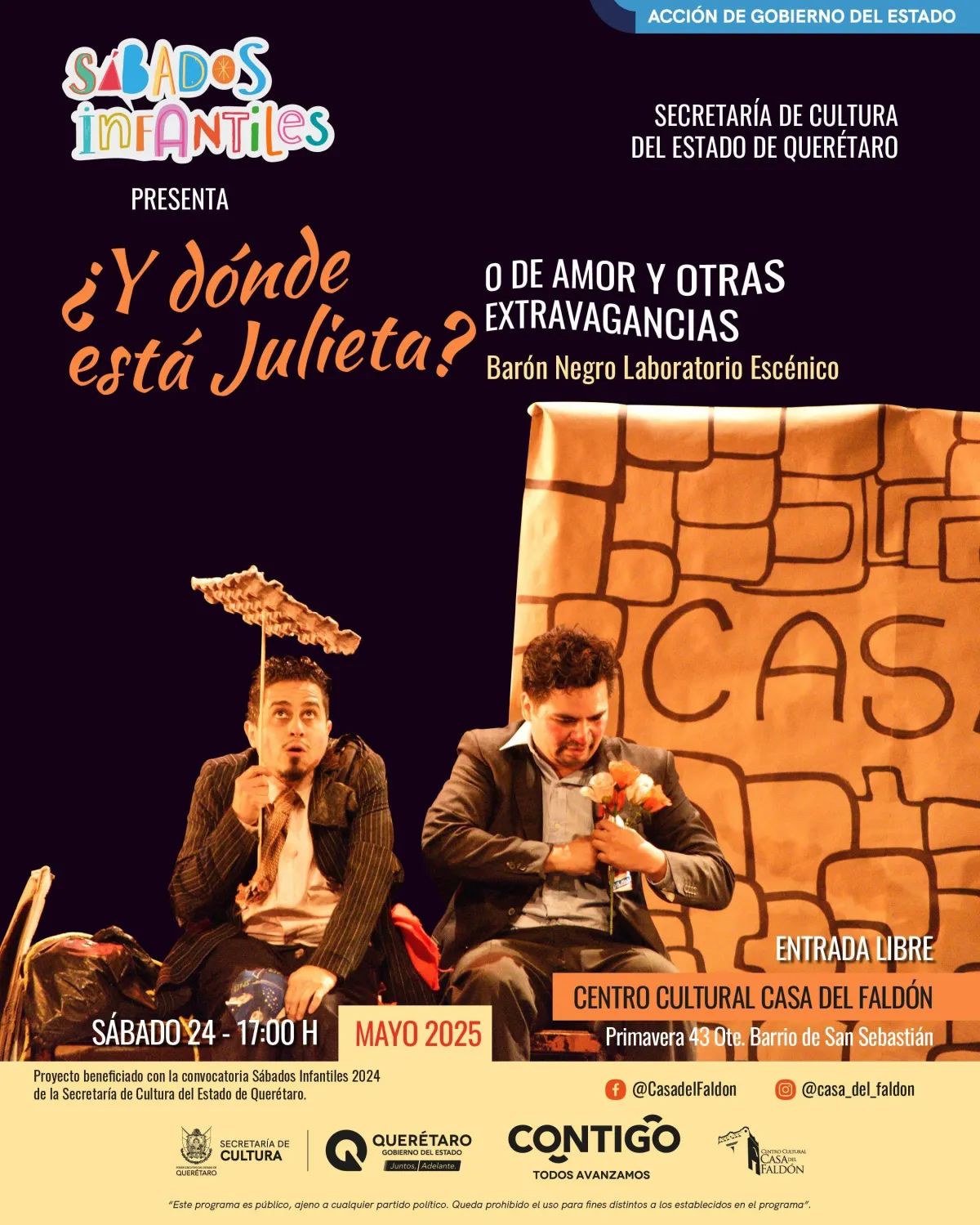 Invita SECULT al teatro en la Casa del Faldón con la obra ¿Y dónde está Julieta?