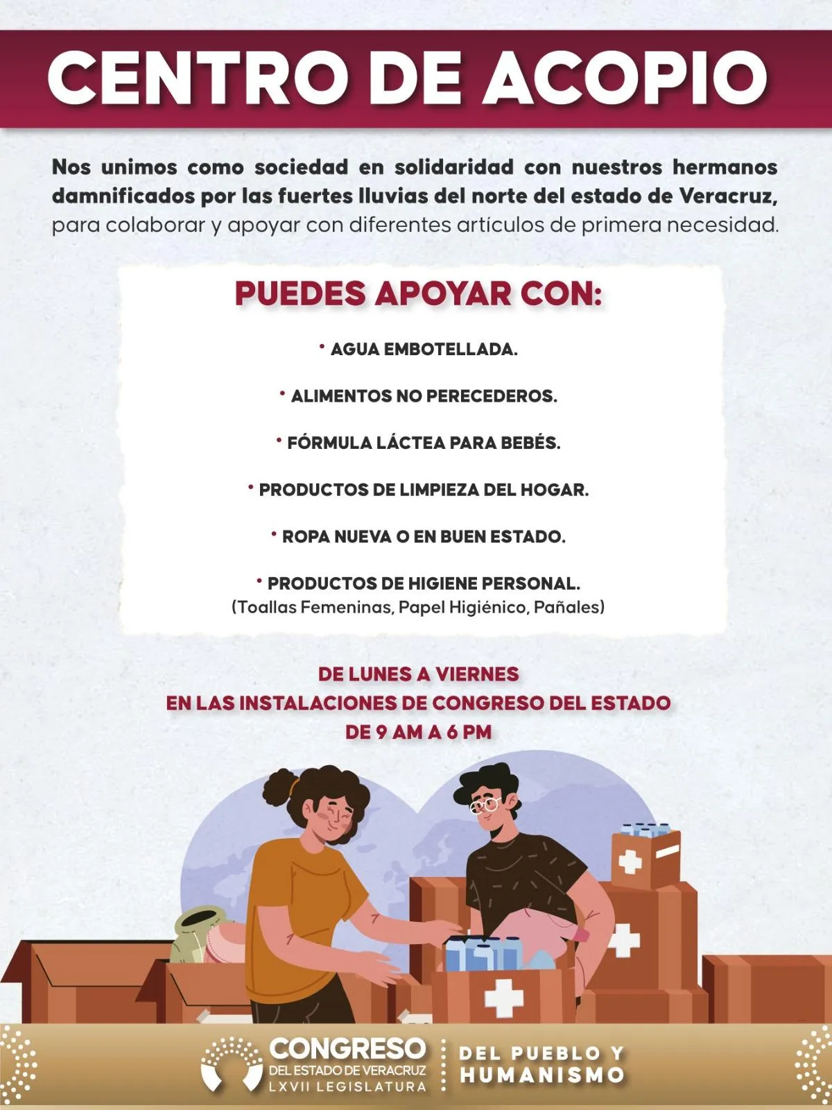 Centro de acopio en Congreso del Estado