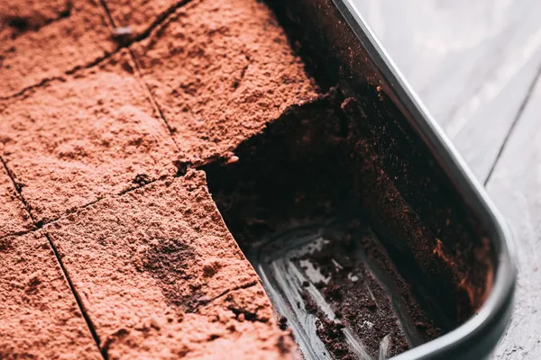 cut brownies in a pan