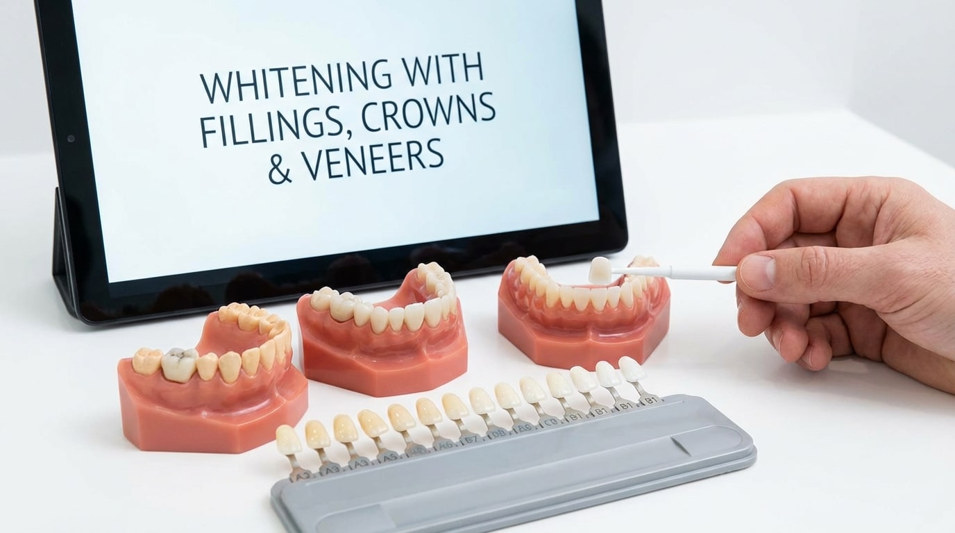 Whitening with Fillings, Crowns & Veneers 