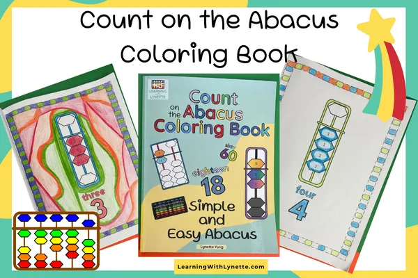 Cover image of the coloring book, with 2 example pages colored in.