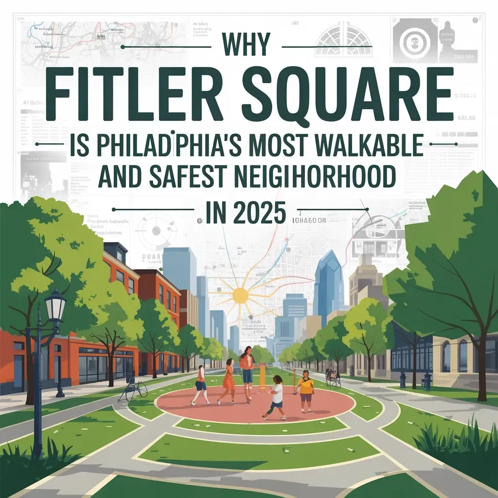 Pedestrians and cyclists on Fitler Square’s shaded paths, summer 2025