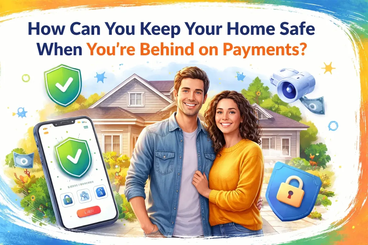 A 3D digital illustration of a supportive hand holding a symbolic house protected by a shield