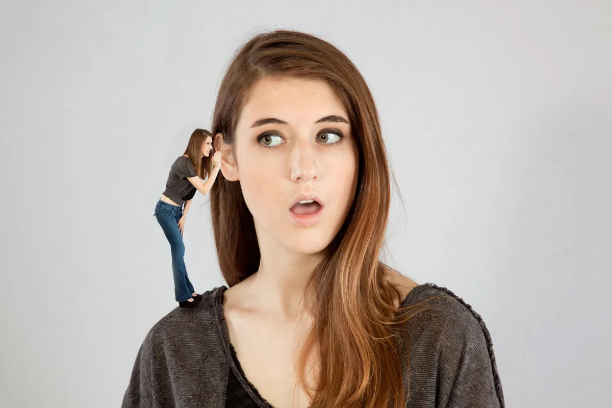 Woman talking to self