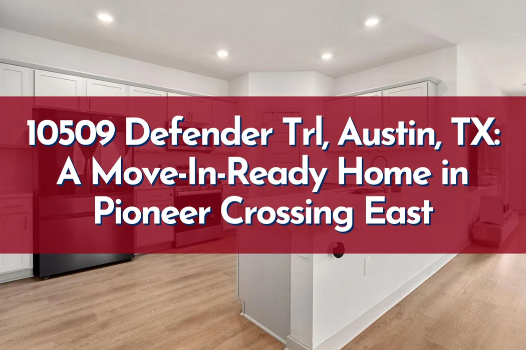 Single-story home at 10509 Defender Trl in Pioneer Crossing East Austin Texas with fenced backyard