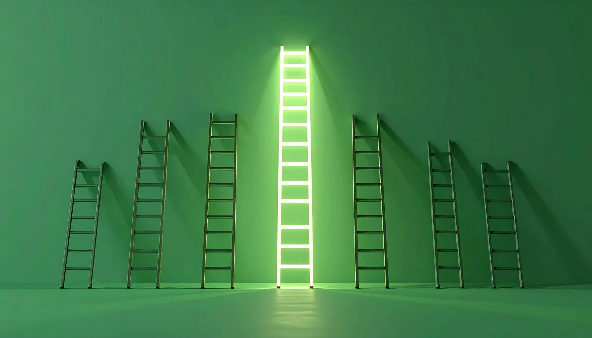 Ladder leaning on wall