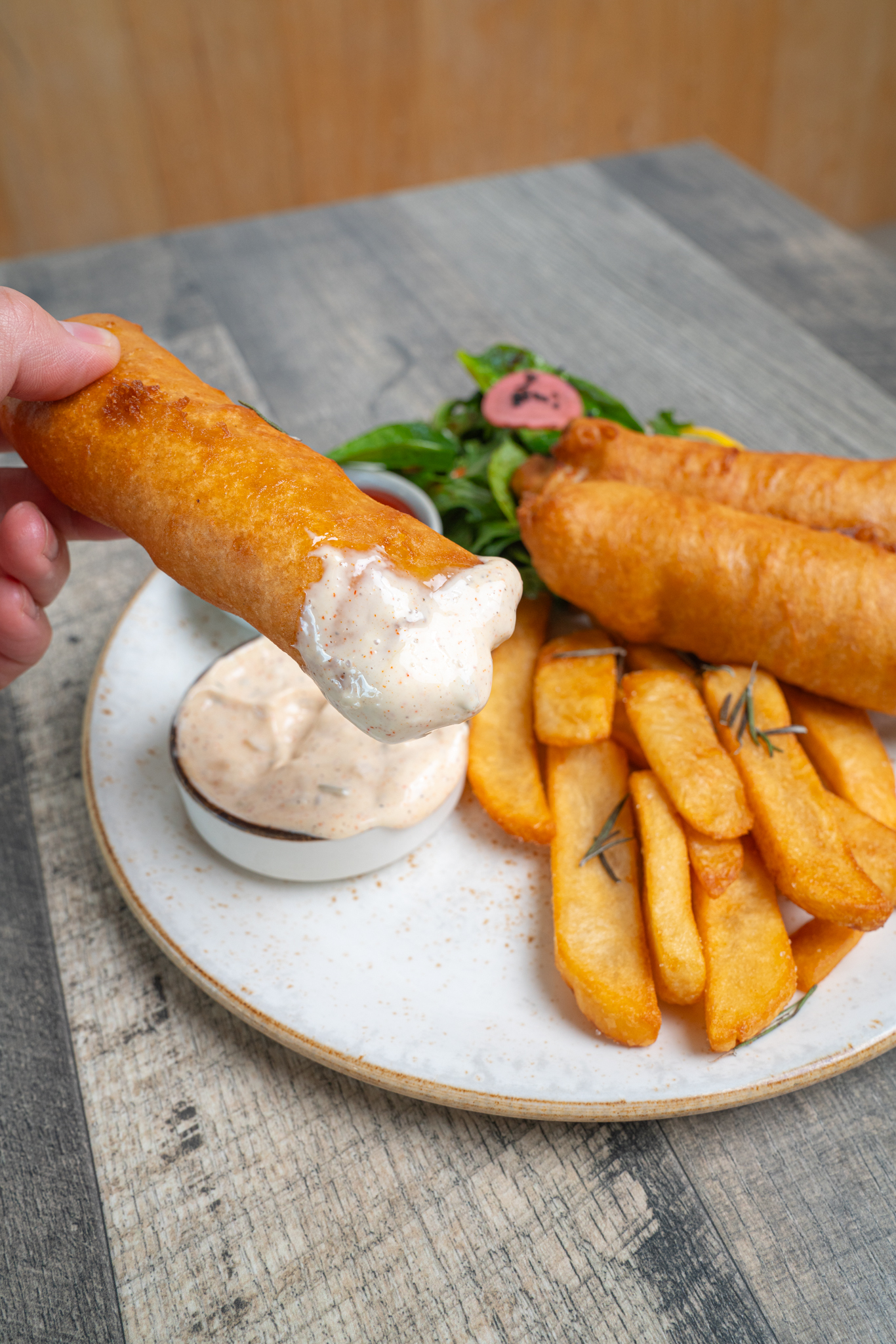 Classic Aussie fish and chips served at The Aussie Grind restaurant in Frisco