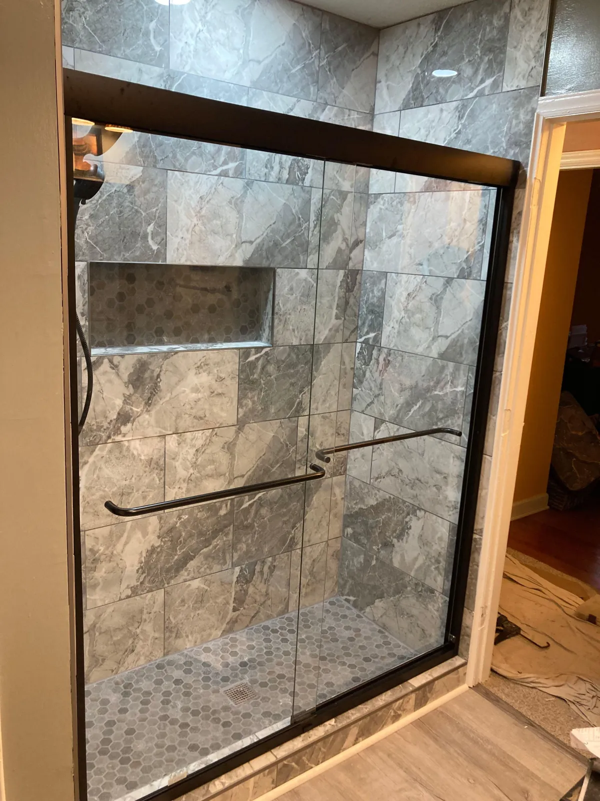 Gray Porcelain Tile With Black Accent