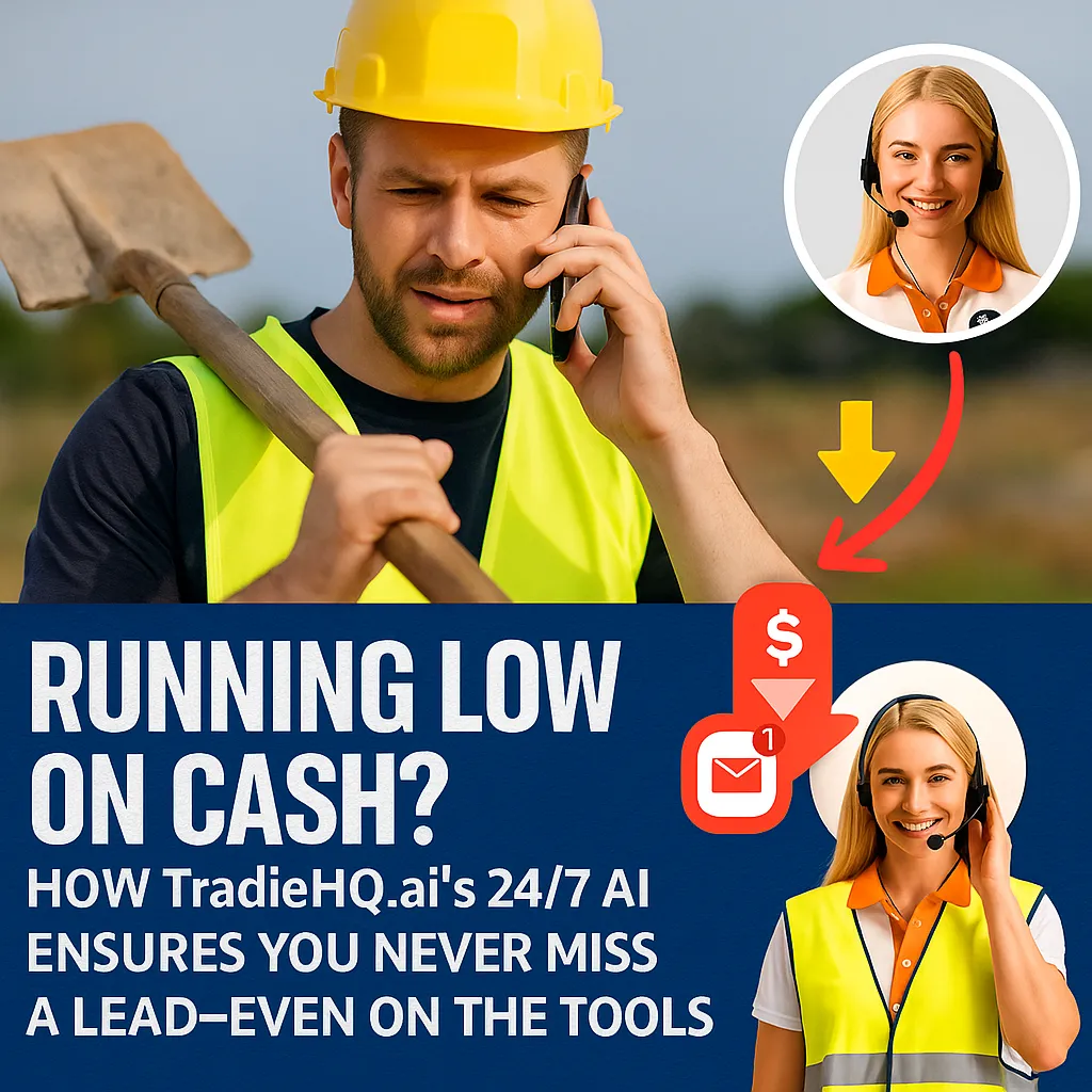 Running Low on Cash? How TradieHQ.ai’s 24/7 AI Ensures You Never Miss a Lead—Even on the Tools