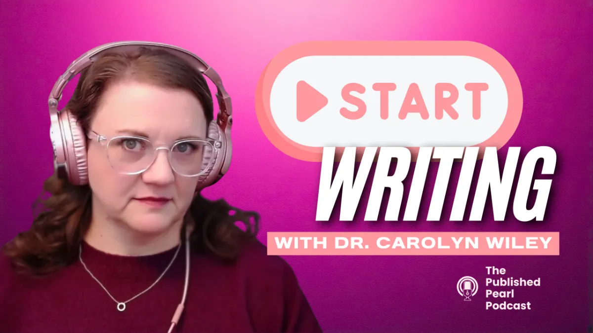 Start writing with a button to start and Carolyn in her headphones