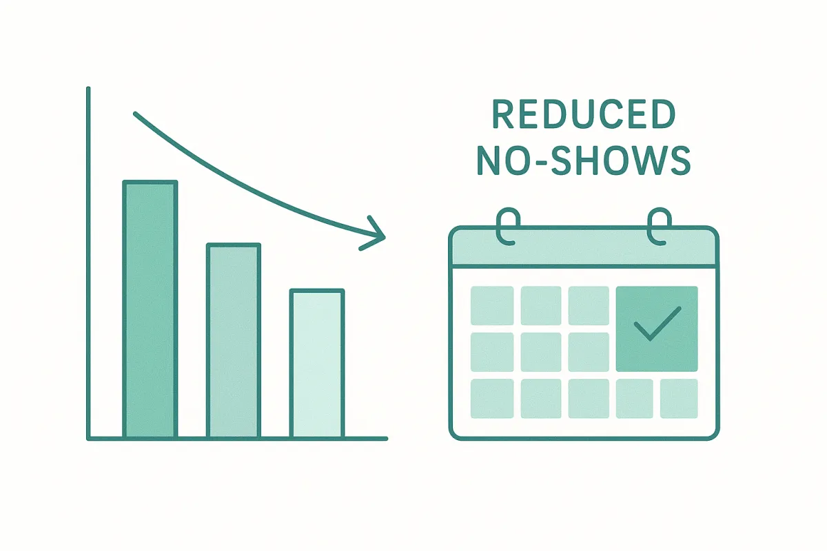 Bar chart showing revenue gained by reducing no‑shows 10%.
