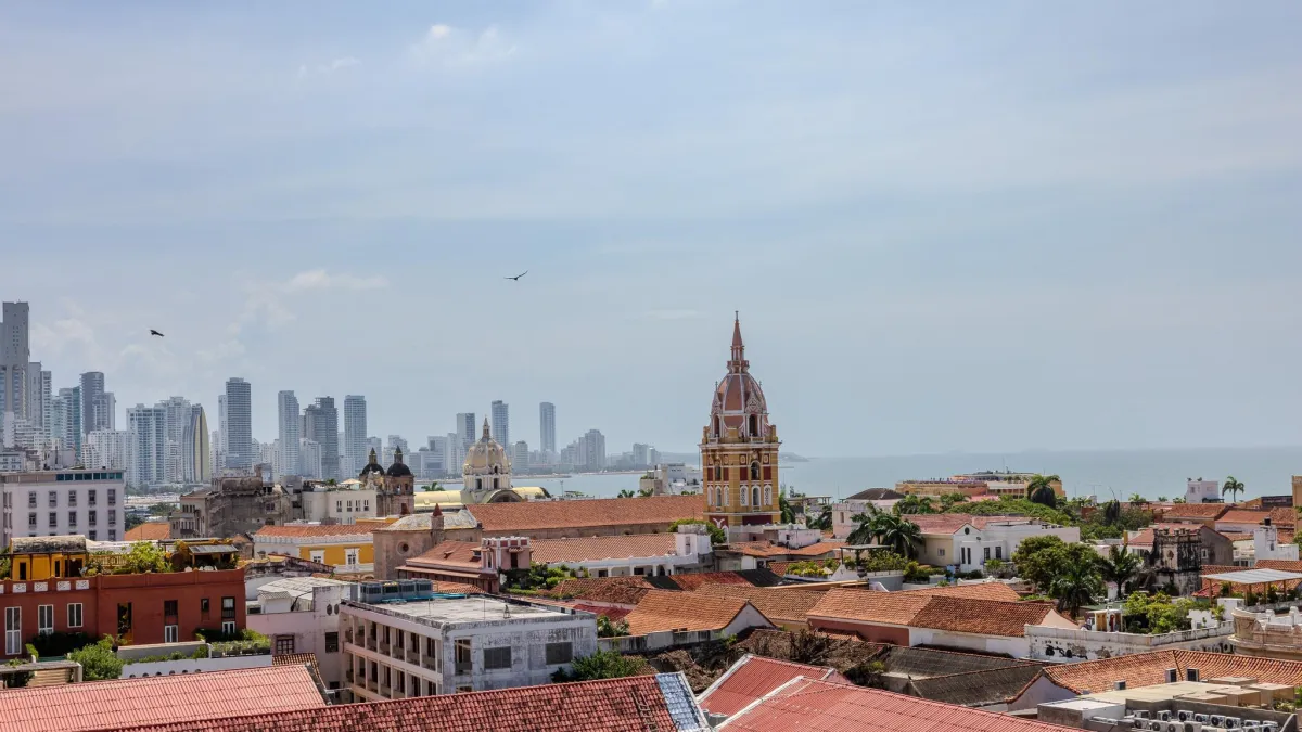 The walled city of Cartagena picture taken with a drone 
