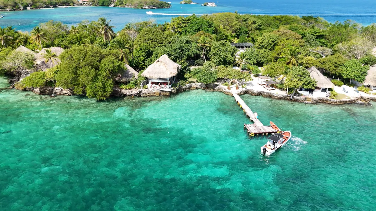 Isla Pirata island is one of the Rosario islands, Image was taking by a drone 
