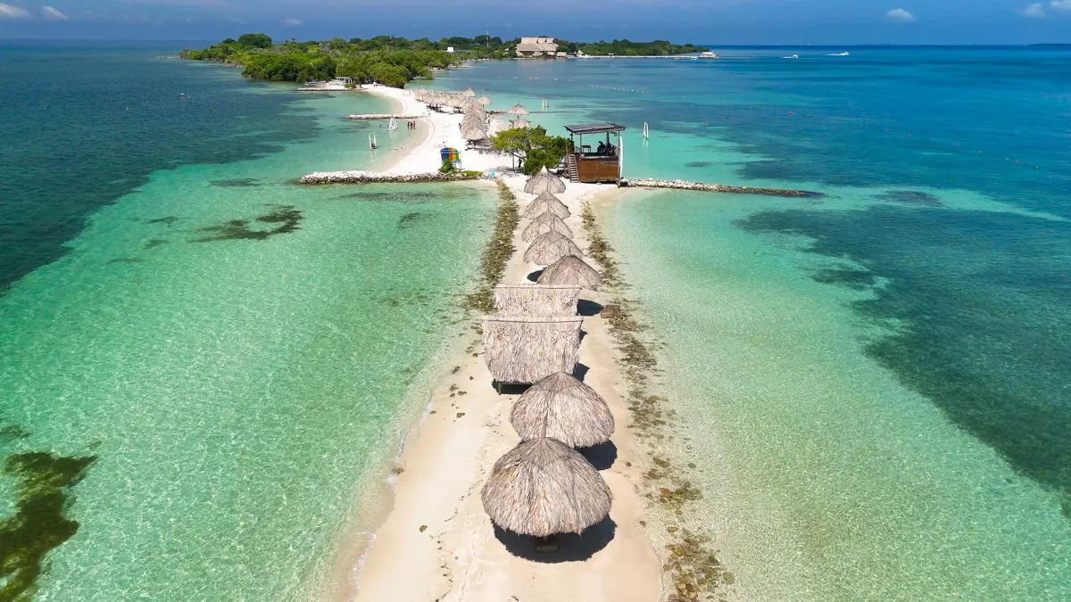 Isla Pirata island is one of the Rosario islands, Image was taking by a drone 