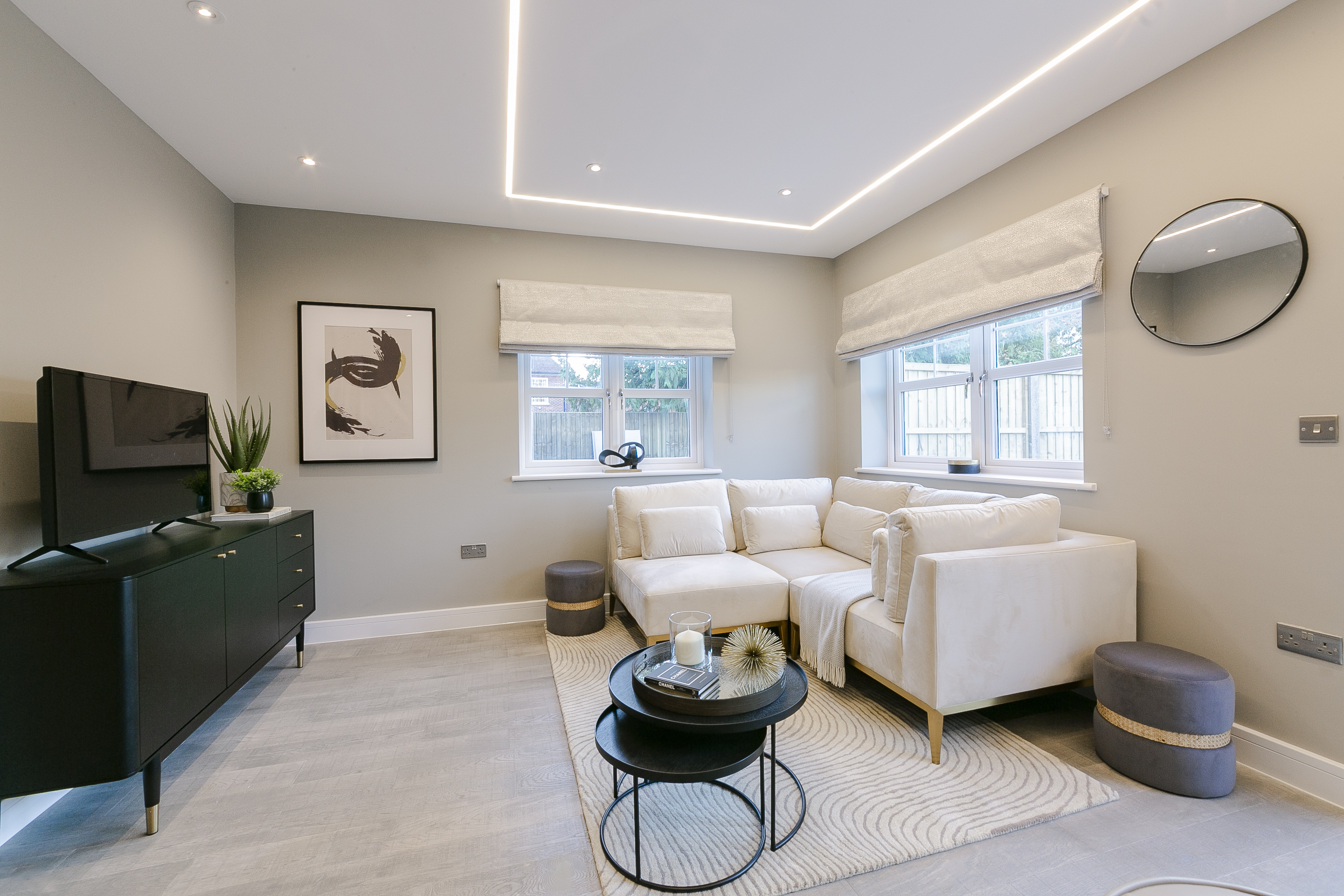 Bright living room interior photographed for residential property marketing in London