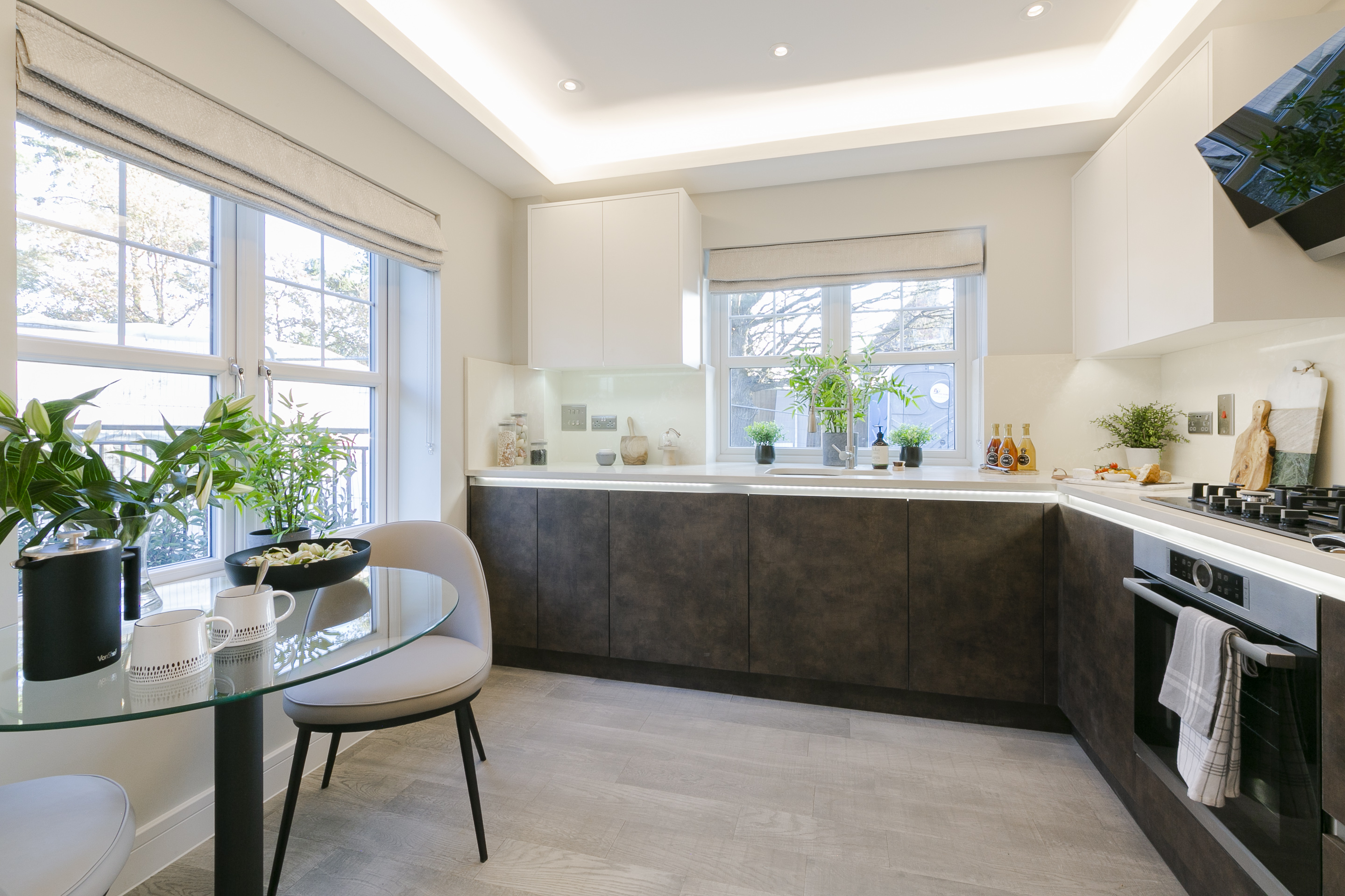 Modern fitted kitchen with dining area photographed for a London residential property listing