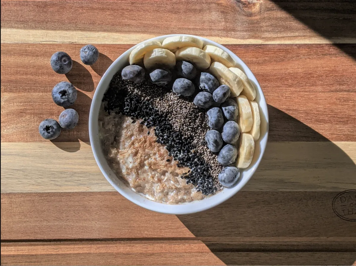Bowl of oatmeal and berries
