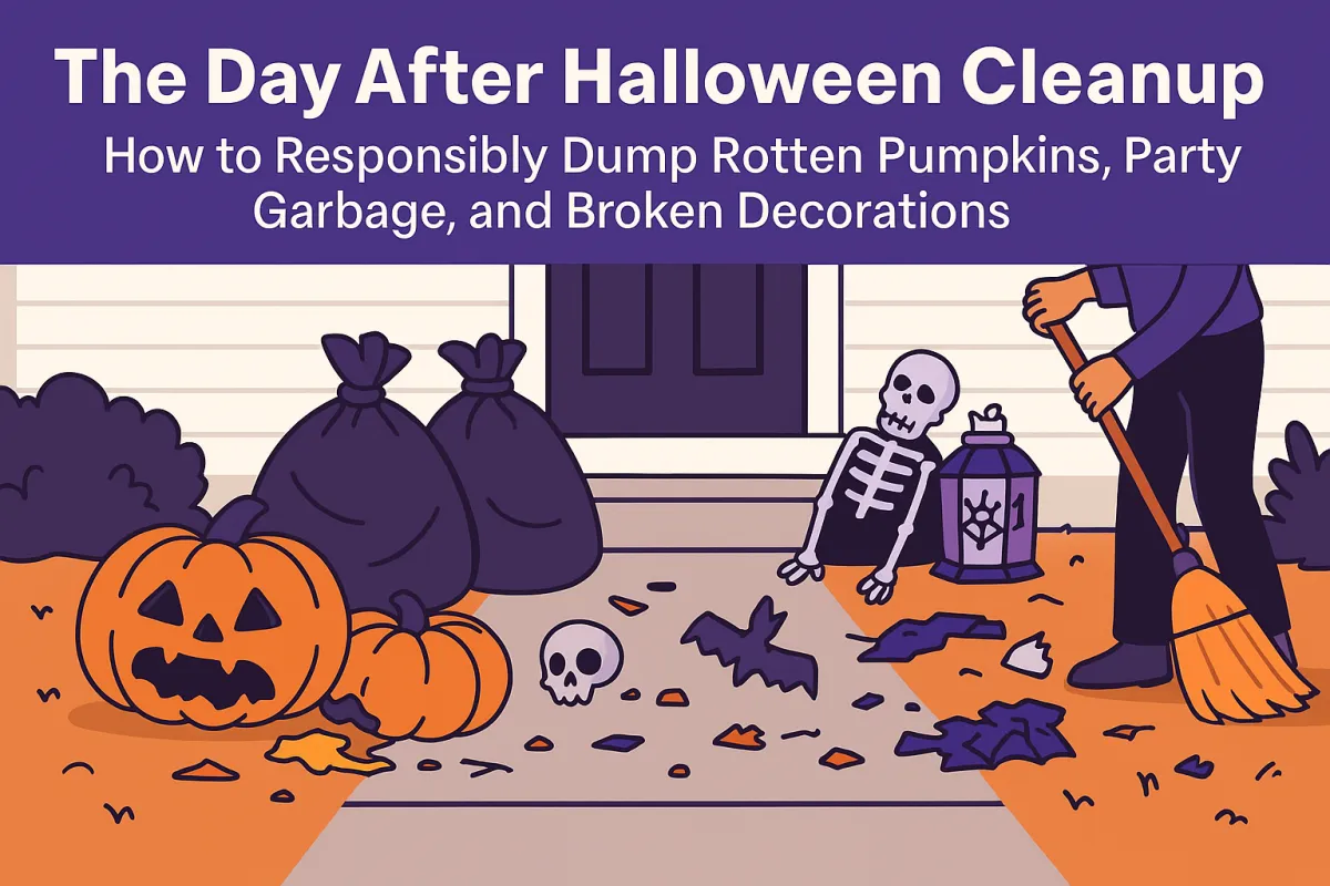 The Day After Halloween Cleanup: How to Responsibly Dump Rotten Pumpkins, Party Garbage, and Broken Decorations