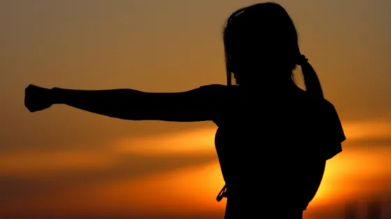 woman in punching stance