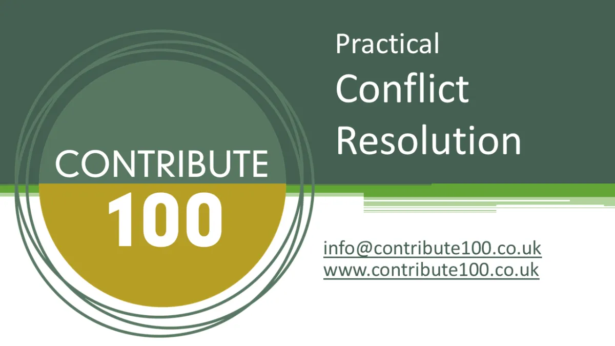Contribute 100 logo and contact details for Practical Conflict Resolution queries