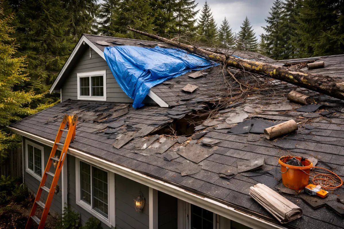 Storm Damage Roof Repair in Washington State: What to Do After Heavy Rain & Wind