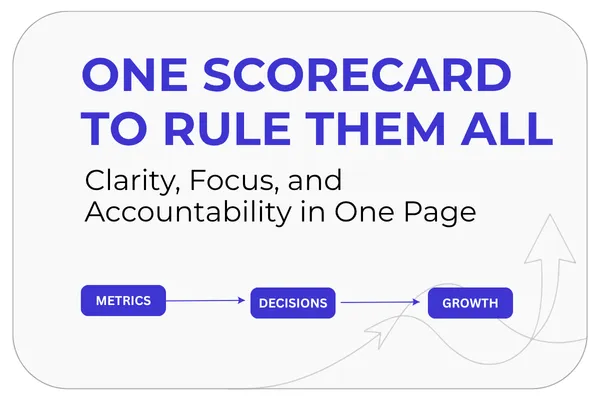 One Scorecard to Rule Them All” with tagline “Clarity, Focus, and Accountability in One Page.