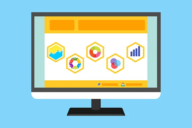 Computer with yellow banner