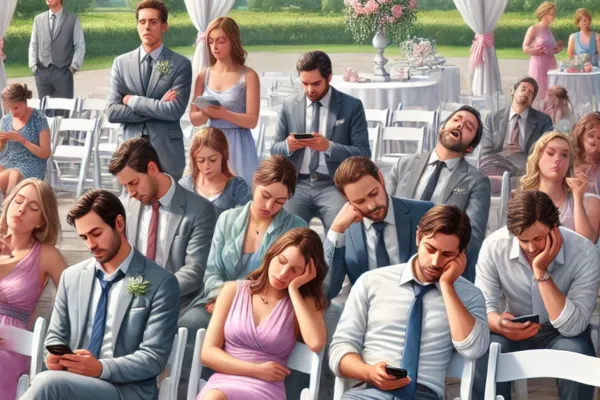 bored wedding guests