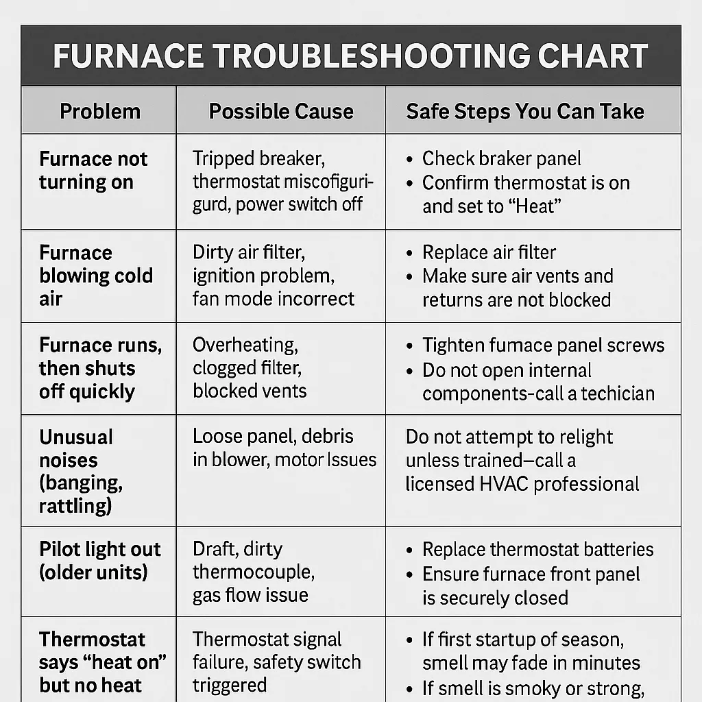 Furnace Troubleshooting Chart | What Homeowners Can Check Before Calling