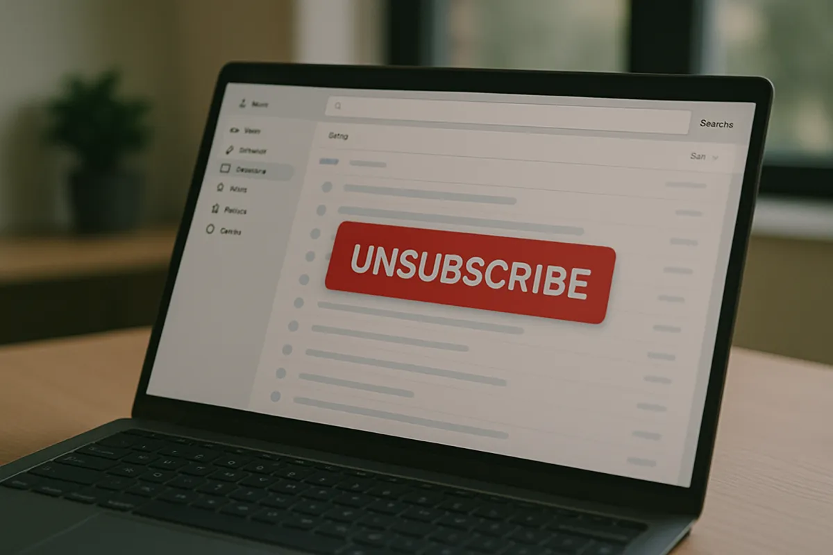 Minimalist laptop and unsubscribe button
