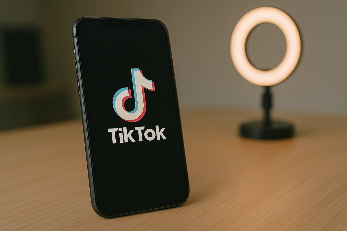 TikTok on a wooden surface