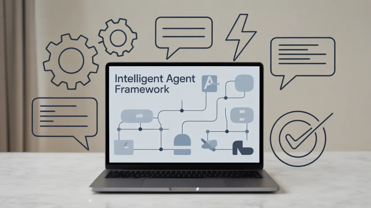 Diagram showing intelligent agents automating sales, marketing, and operations tasks for small businesses — representing AI automation replacing manual workflows.
