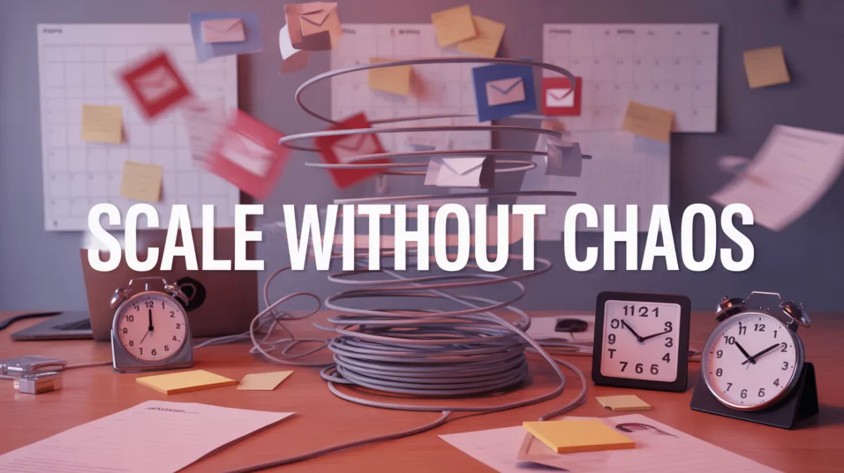 Female business owner scaling a company with AI automation, moving from chaos to clarity using intelligent systems