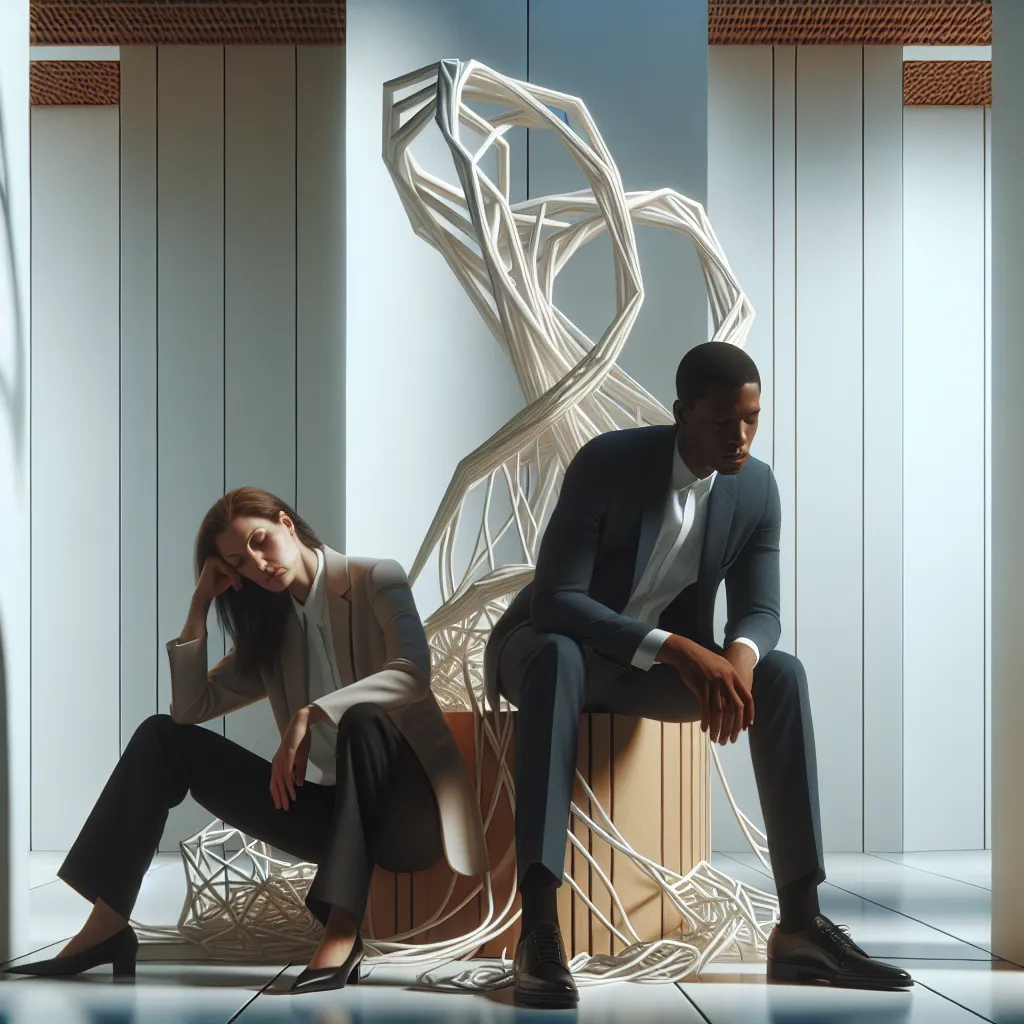 Two business professionals analyzing system recovery workflow in a modern office space, highlighting AI operational automation.