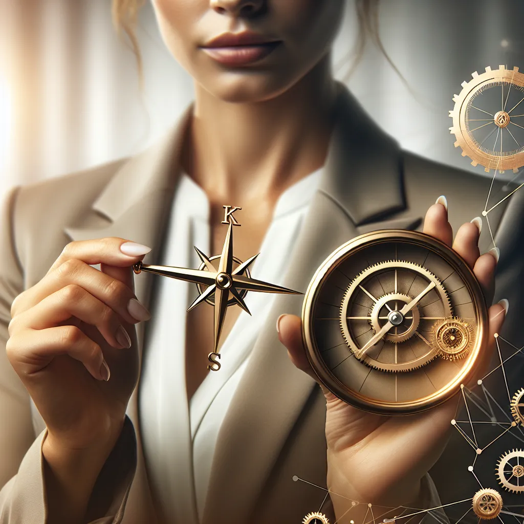 Focused business operator examining workflow automation models in a sunlit modern office.