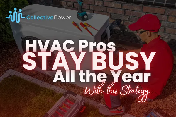 HVAC tech installing outdoor AC unit on residential home, showing strategies to keep HVAC pros busy year-round. HVAC lead generation ideas, HVAC marketing plans, and sales strategies tailored for U.S. HVAC businesses.