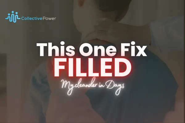 Chiropractor treating a patient’s neck with text about a marketing fix that filled the calendar. Great for blogs on chiropractic lead generation, online scheduling tips, and fast marketing results for chiropractors