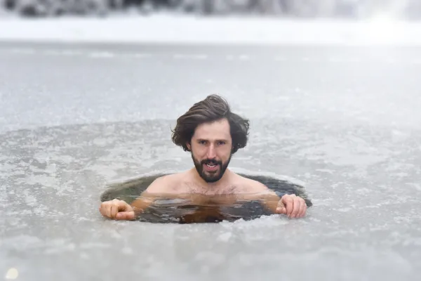 Man in ice bath