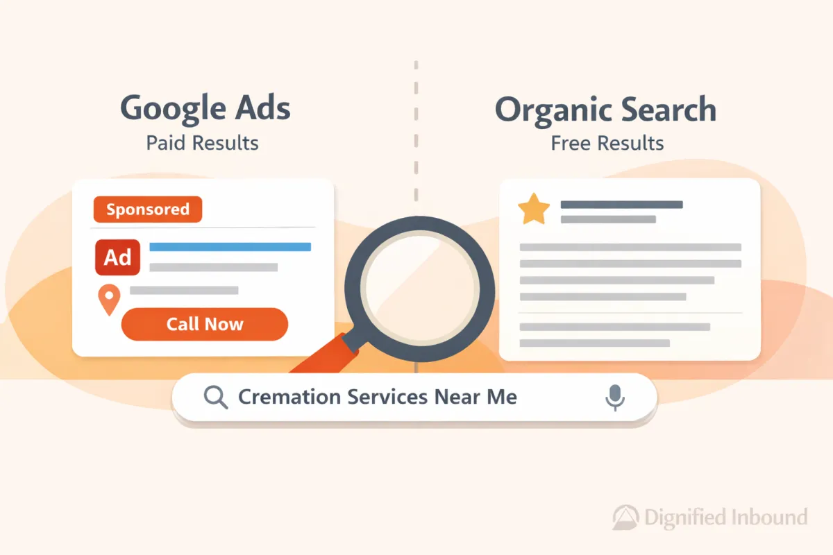 Google ads vs organic search for funeral homes image