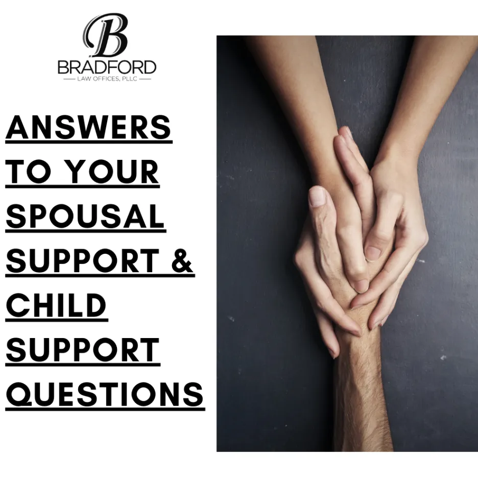 Attorney Tim Bradford discussing spousal support and child support questions with a client