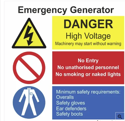 warnig lable for Generators